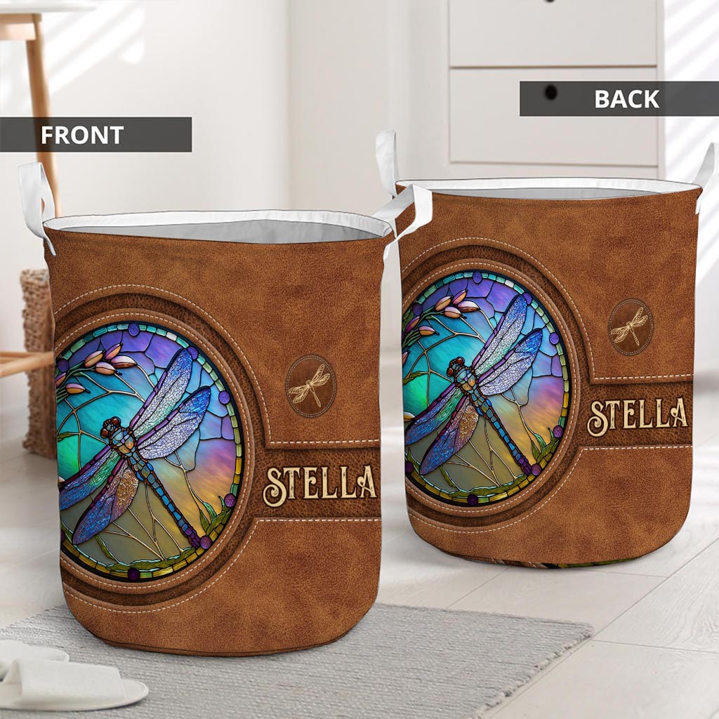 Stained Glass Dragonfly - Personalized Dragonfly Laundry Basket