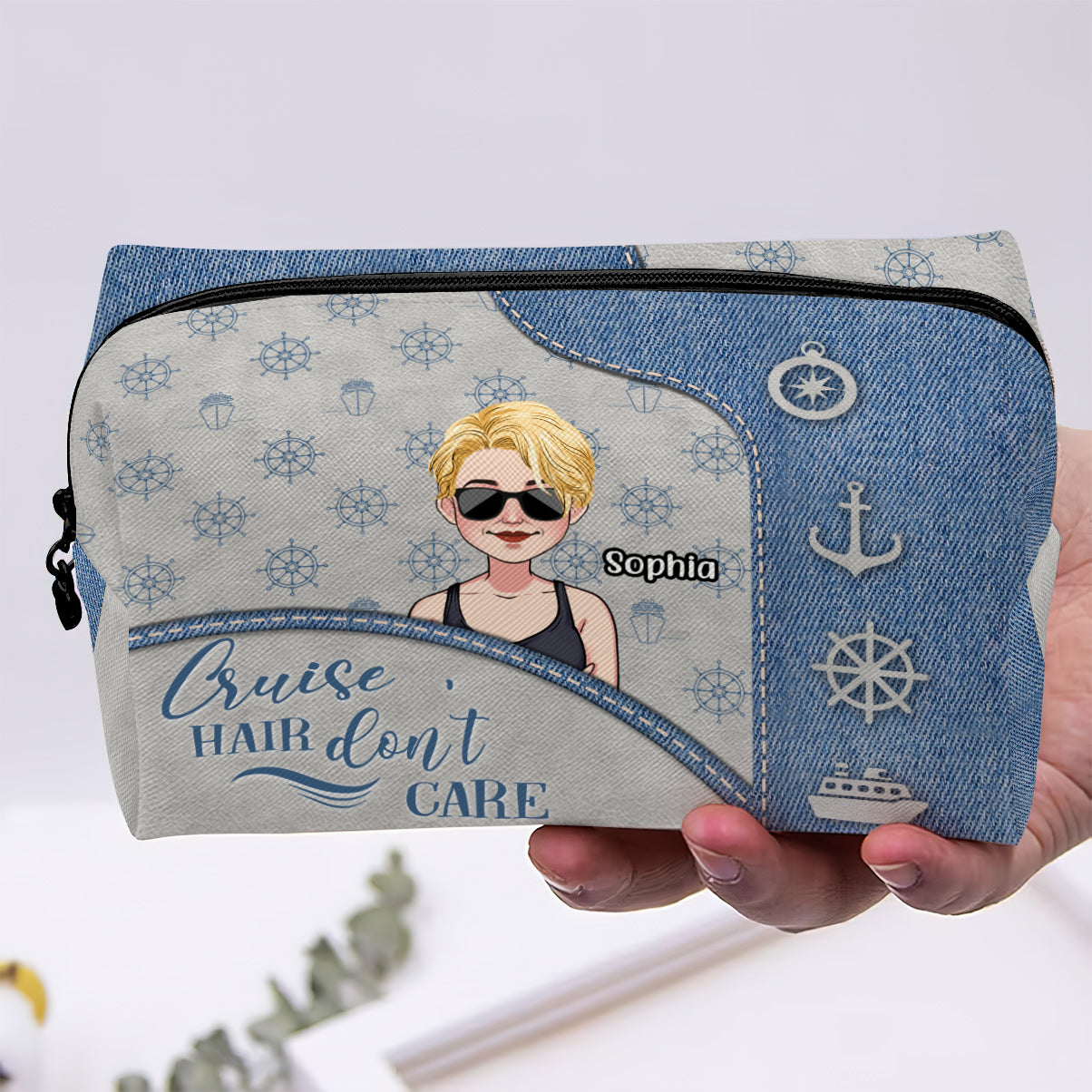 Cruise Hair Don't Care - Personalized Cruising Makeup Bag