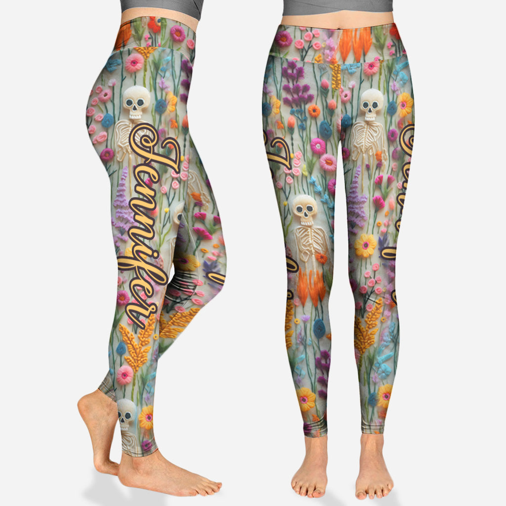 Floral Skeleton - Personalized Skull Leggings