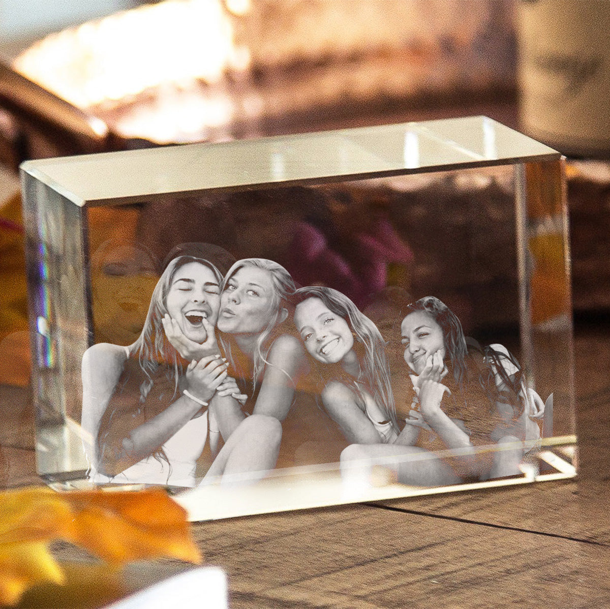 Custom Photo - Personalized Aunt Laser Engraving 3D Cuboid Shaped Crystal Lamp