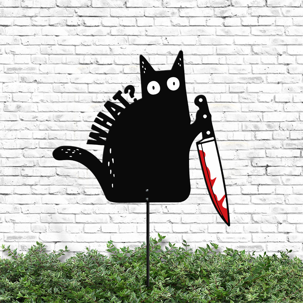 What? - Black Cat Metal Garden Art