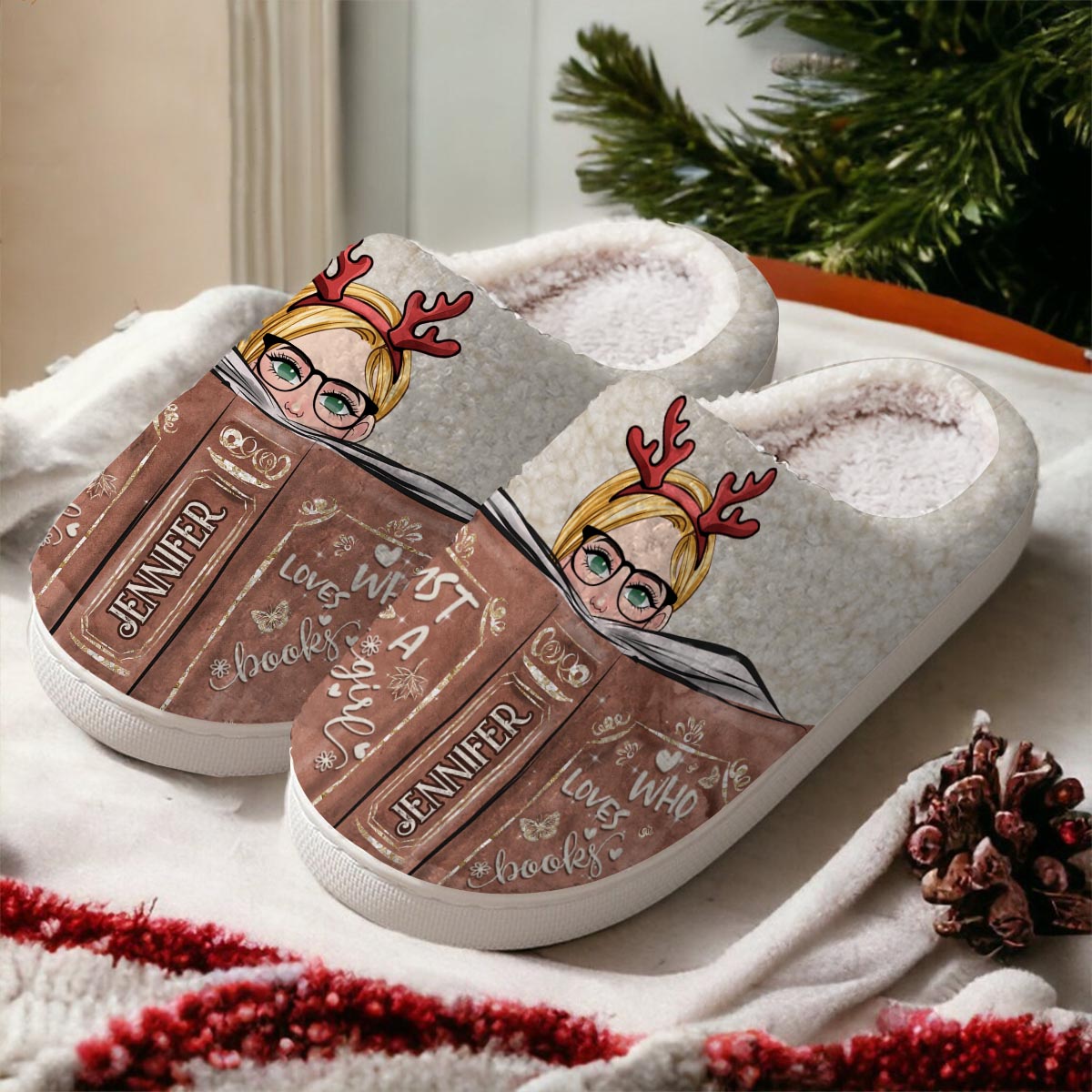 Discover Just A Girl Who Loves Books - Personalized Book Slippers