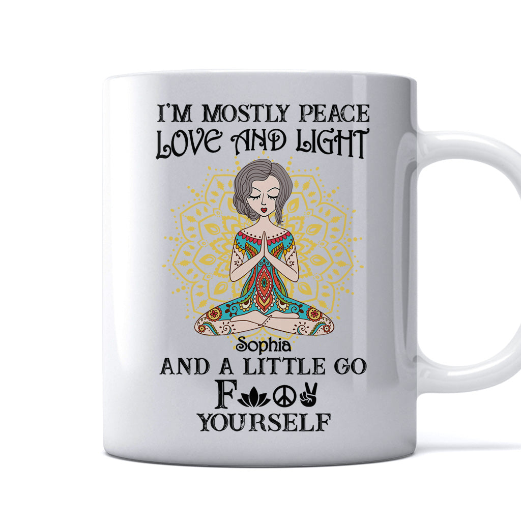 I’m Mostly Peace Love And Light - Personalized Yoga Mug