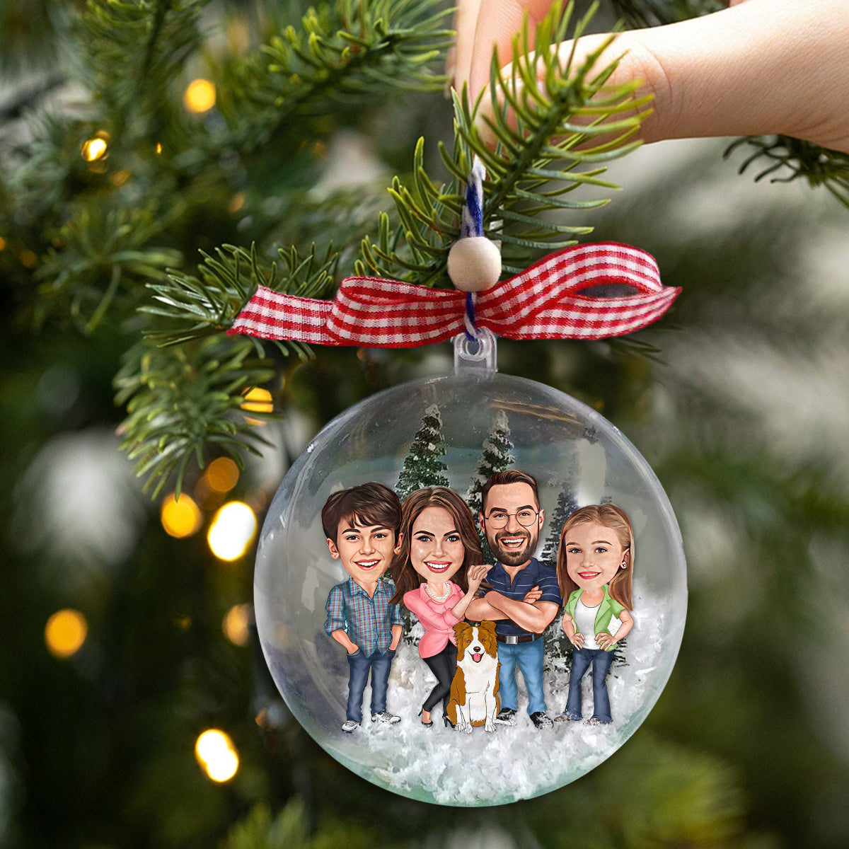 Funny Caricature Portrait - Personalized Family Snow Globe Ornament