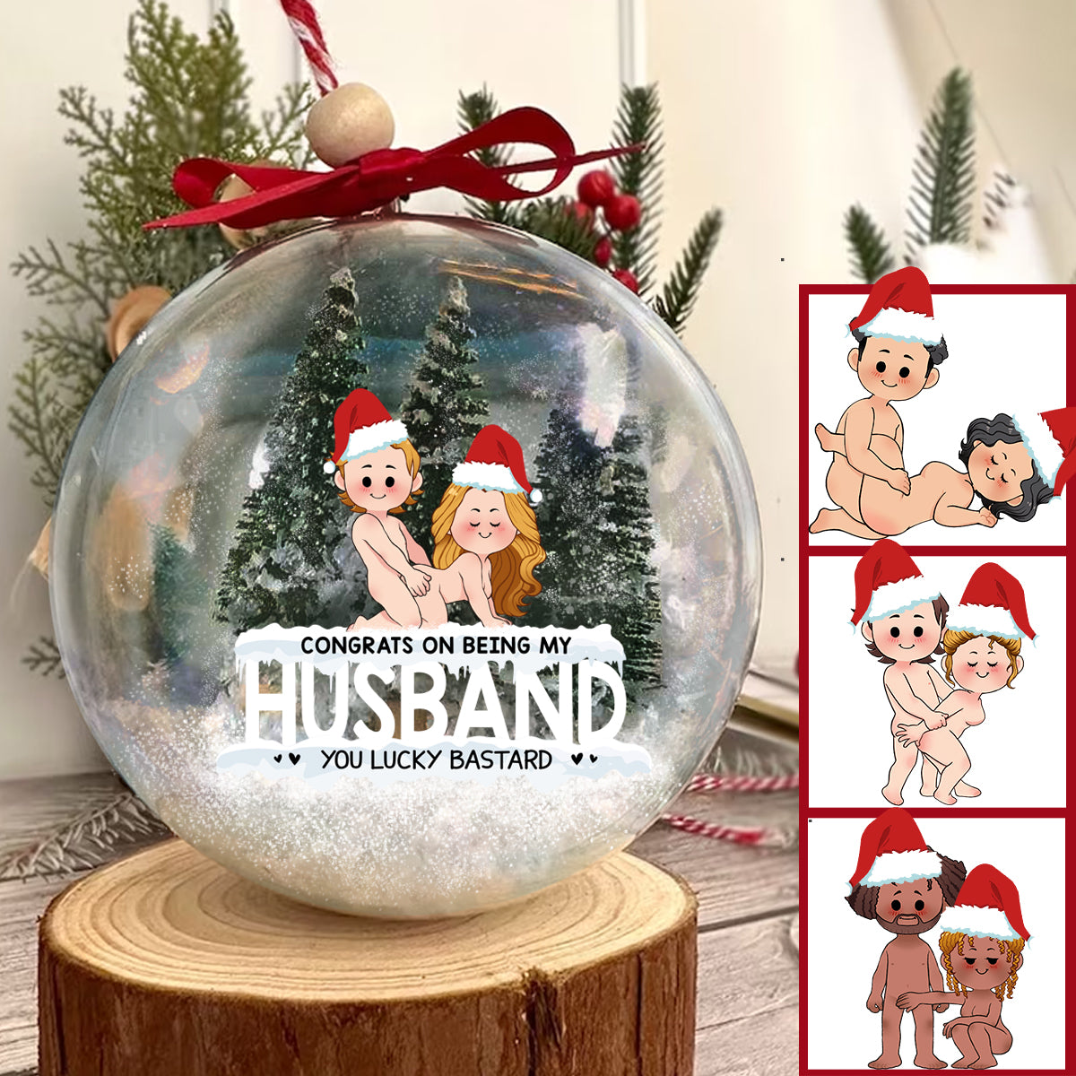 You Lucky Bastard - gift for boyfriend, girlfriend - Personalized Snow Globe Ornament