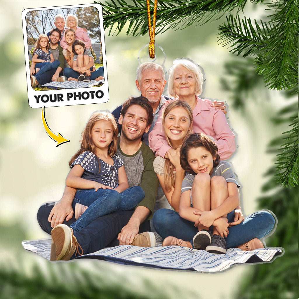 Upload Photo Gift For Grandparents - Gift for grandma, grandpa - Personalized Transparent Ornament