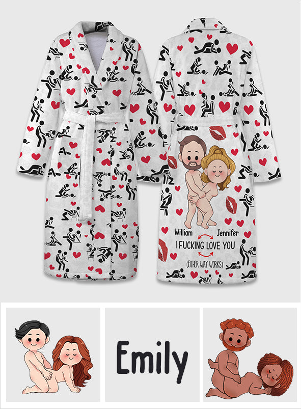 I Love You - Personalized Couple Pajama Kimono Robe