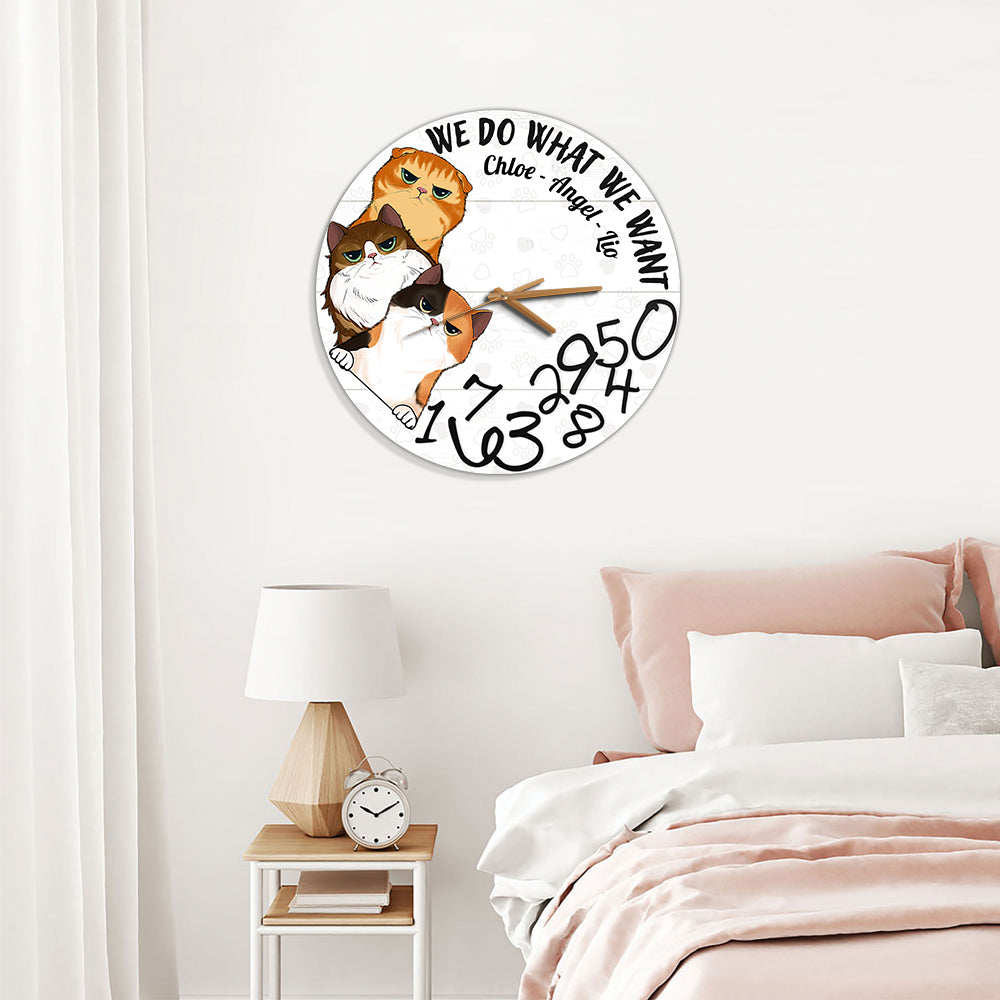 I Do What I Want - Personalized Cat Wall Clock