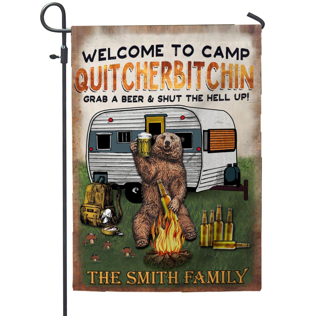 Grab A Beer And Shut The Hell Up - Personalized Camping Garden Flag