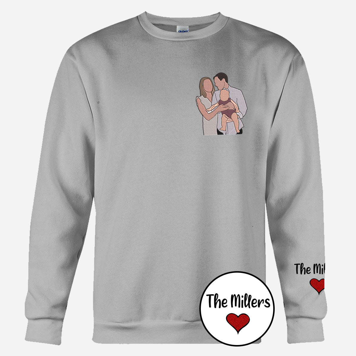 Custom 2D Photo - Personalized Family Embroidered Sweater