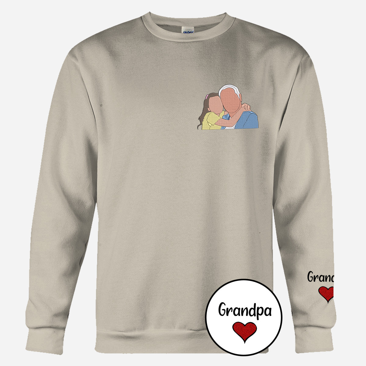 Custom 2D Photo - Personalized Grandpa Embroidered Sweater