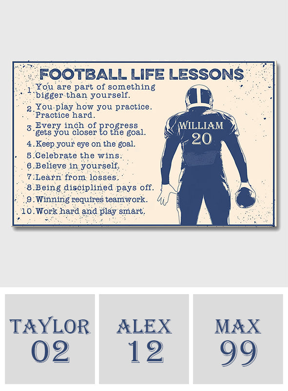 Football Life Lesson - Personalized Football Canvas And Poster