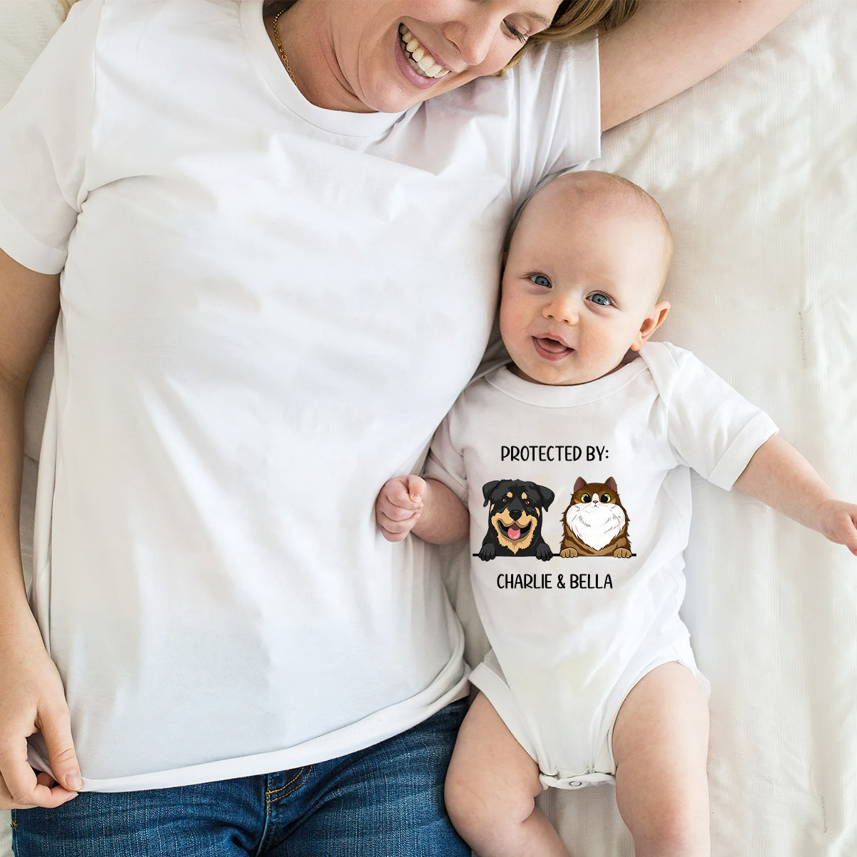 Baby Protected By - Personalized Dog Baby Onesie