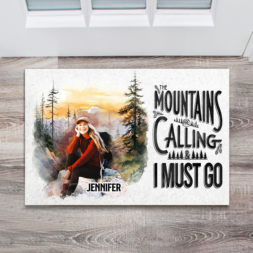 The Mountain Is Calling - Personalized Hiking Doormat