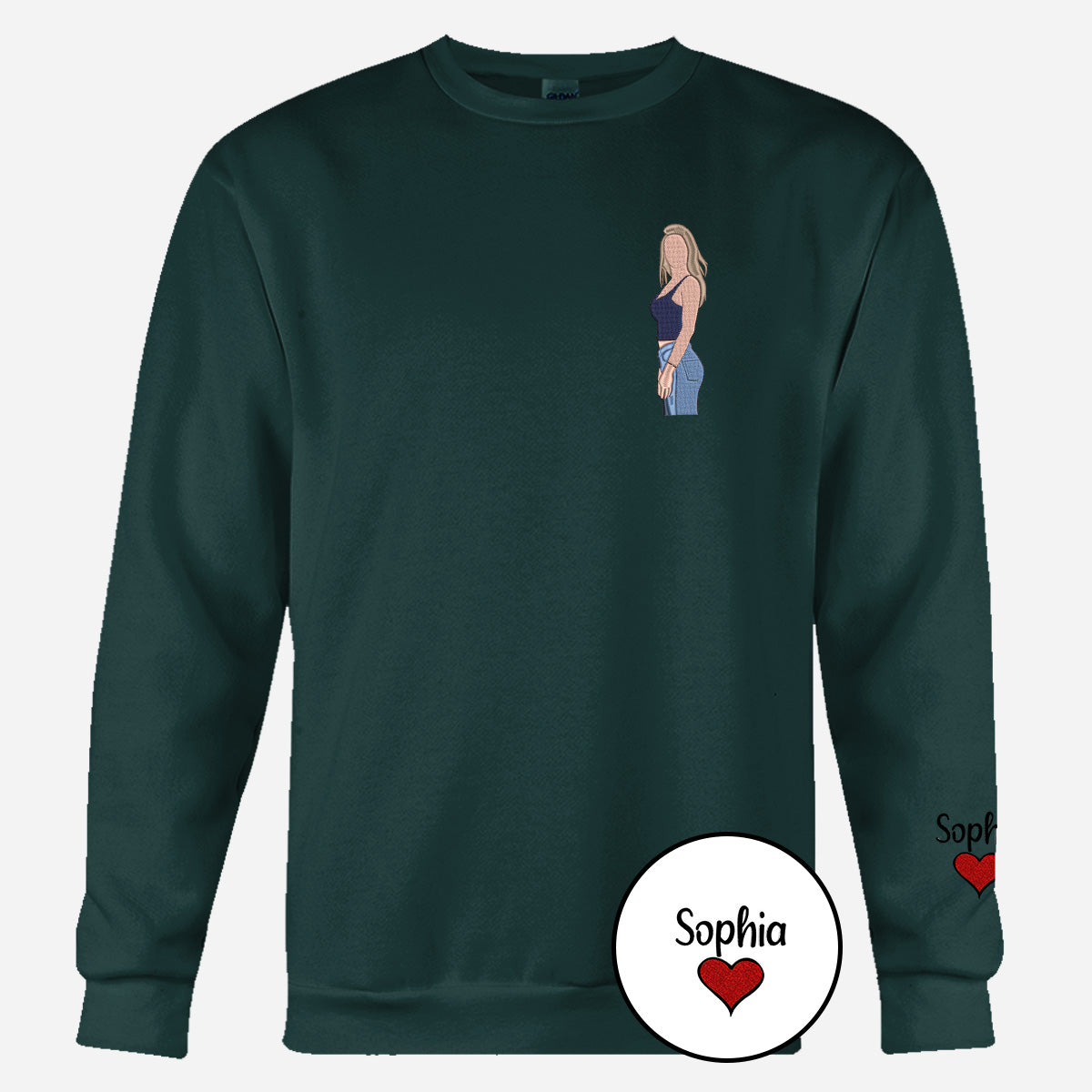 Custom 2D Photo - Personalized Aunt Embroidered Sweater