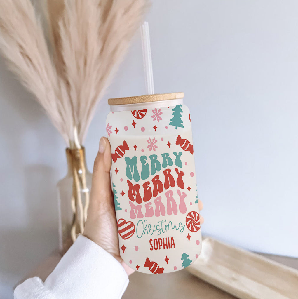 Merry Christmas - Personalized Christmas Can Glass