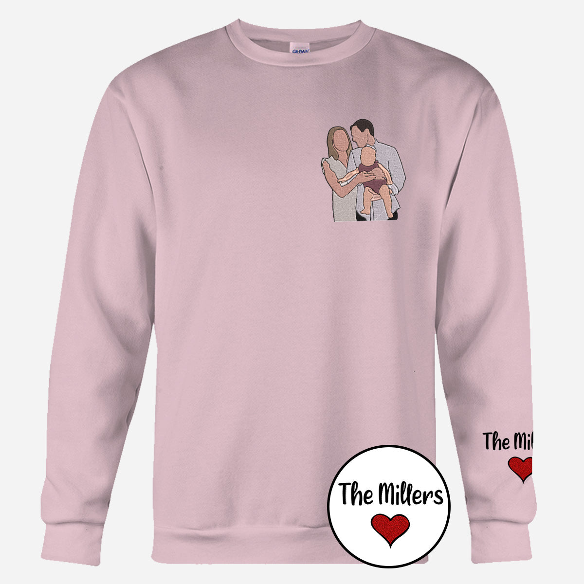 Custom 2D Photo - Personalized Family Embroidered Sweater