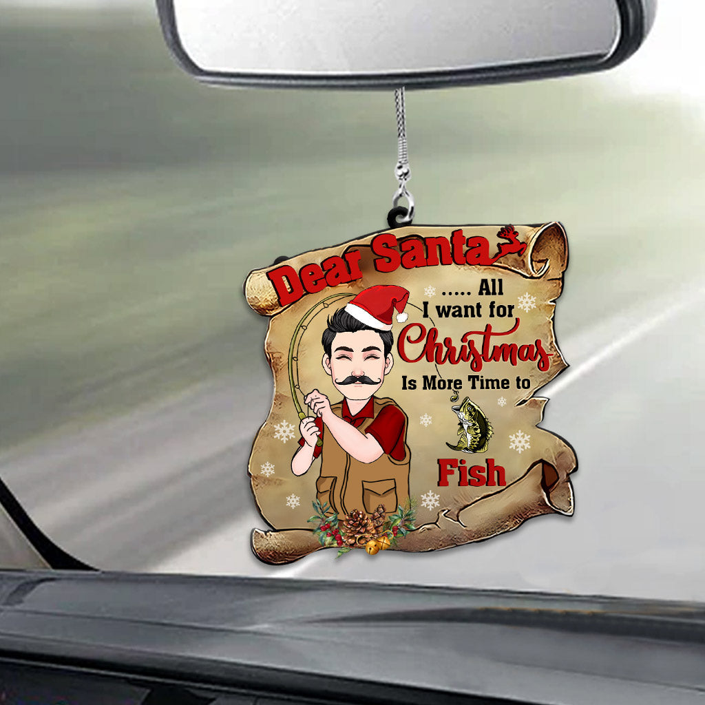 Dear Santa - Personalized Fishing One-sided Car Ornament