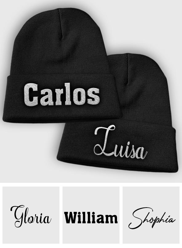 Custom Name - Personalized Couple Embroidered Beanie