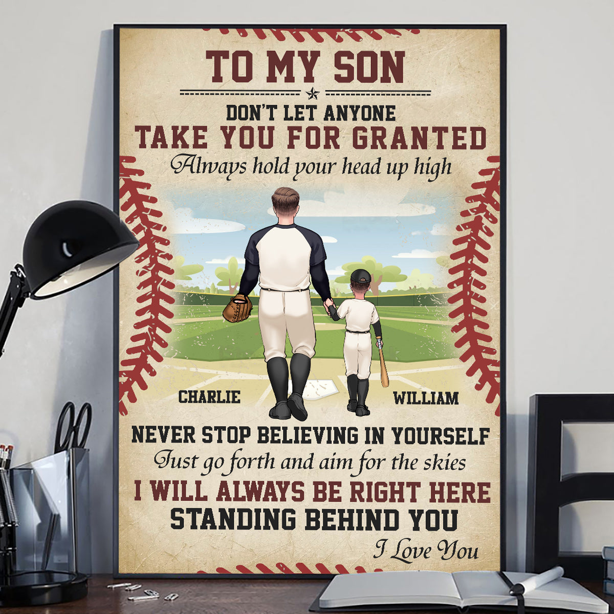 I Will Always Be Right Here - Personalized Baseball Canvas And Poster