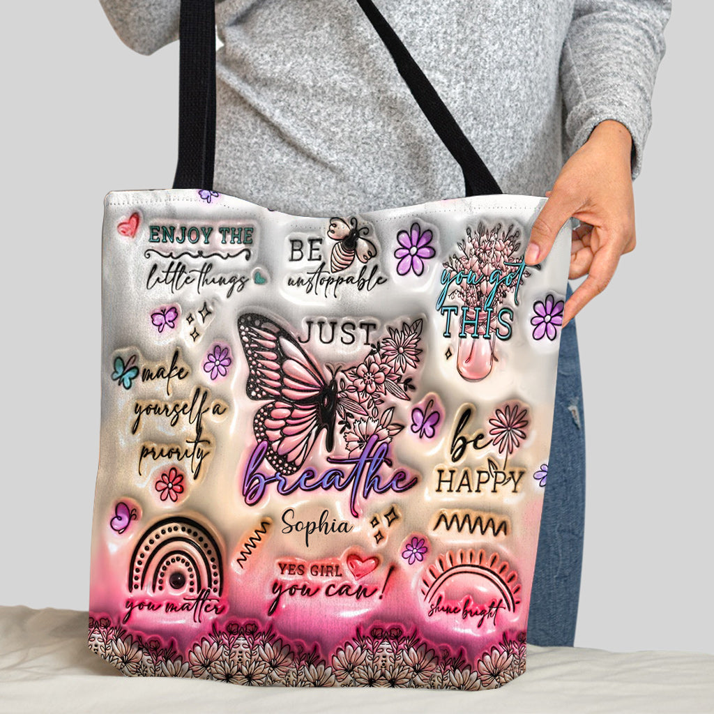 Positive Affirmations Butterfly - Personalized Butterfly Tote Bag