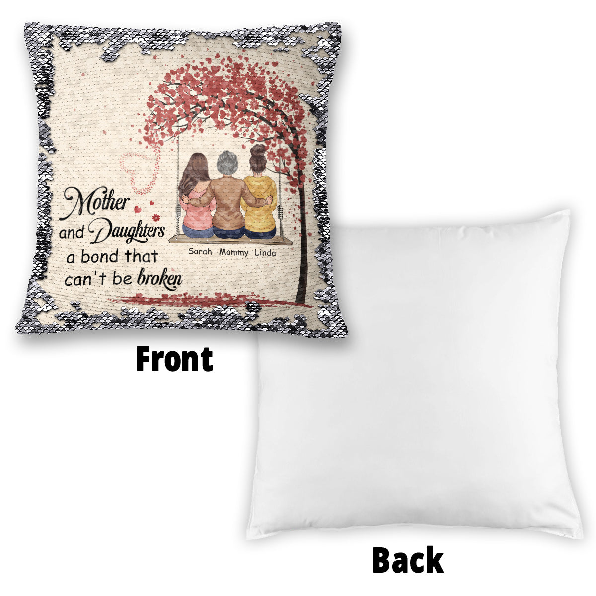 Mother And Daughter Son Children A Bond Can't Be Broken - Gift for mom - Personalized Sequin Pillow Cover