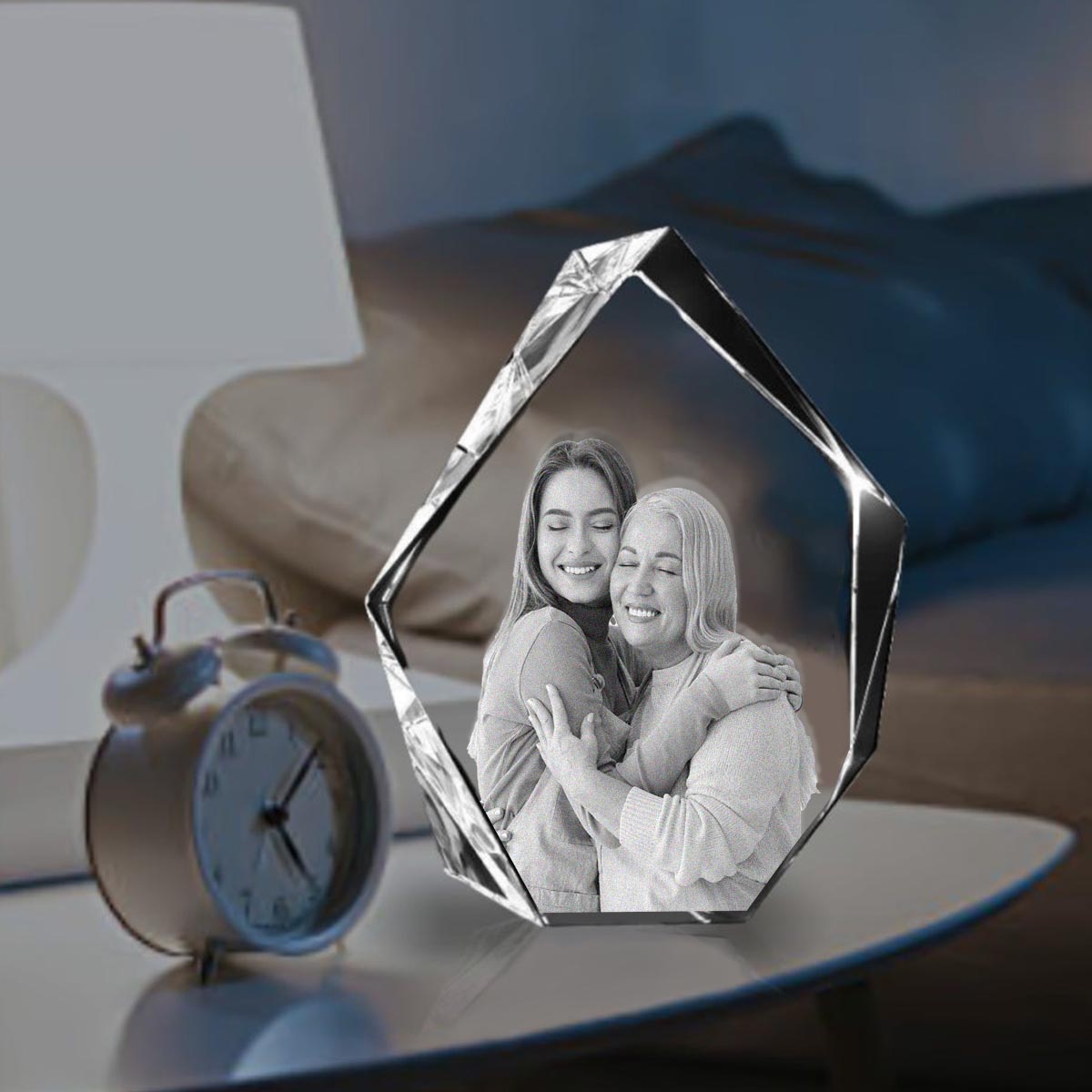 Custom Photo - Personalized Mother Laser Engraving 3D Iceberg Shaped Crystal Lamp