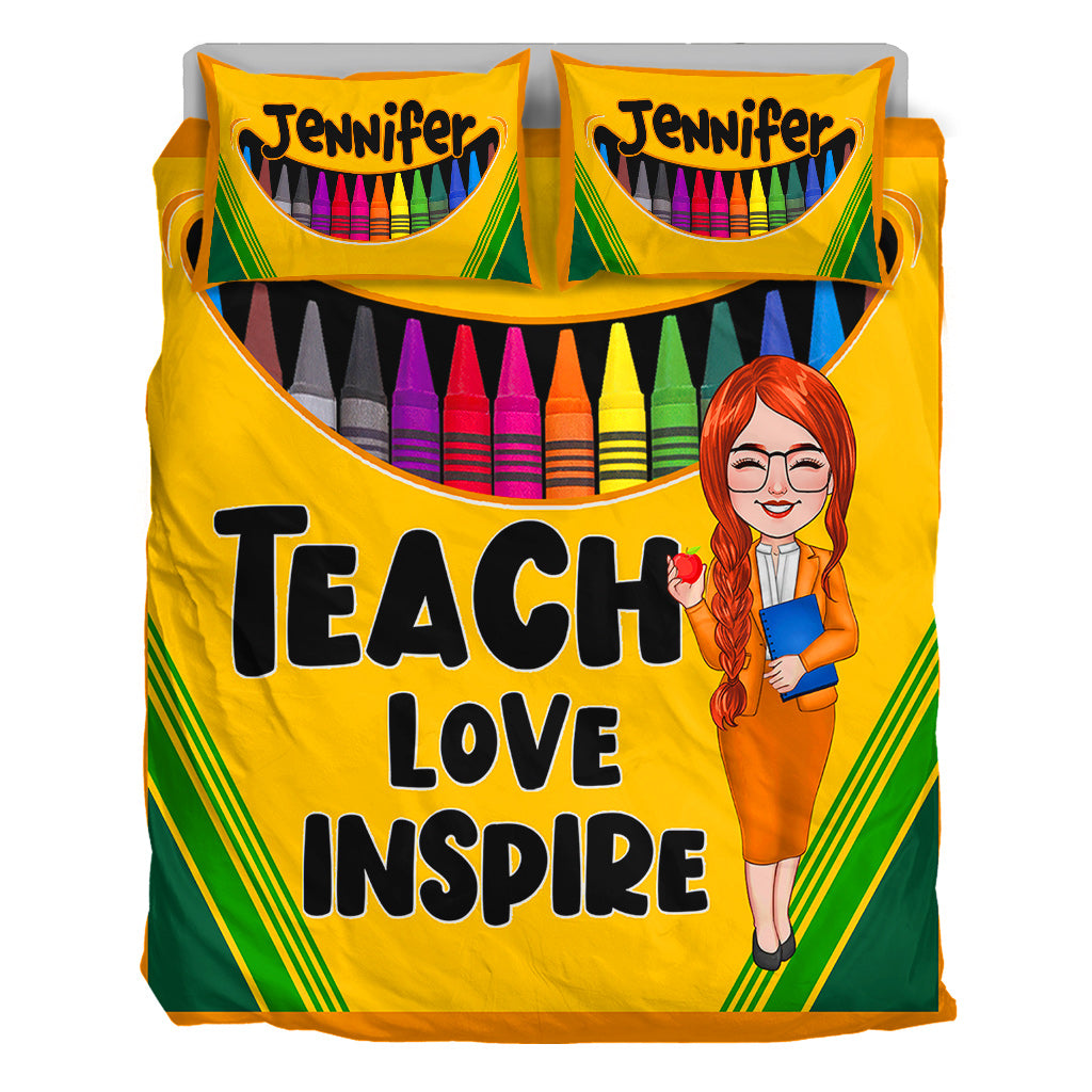 Teach Love Inspire - Personalized Teacher Bedding Set