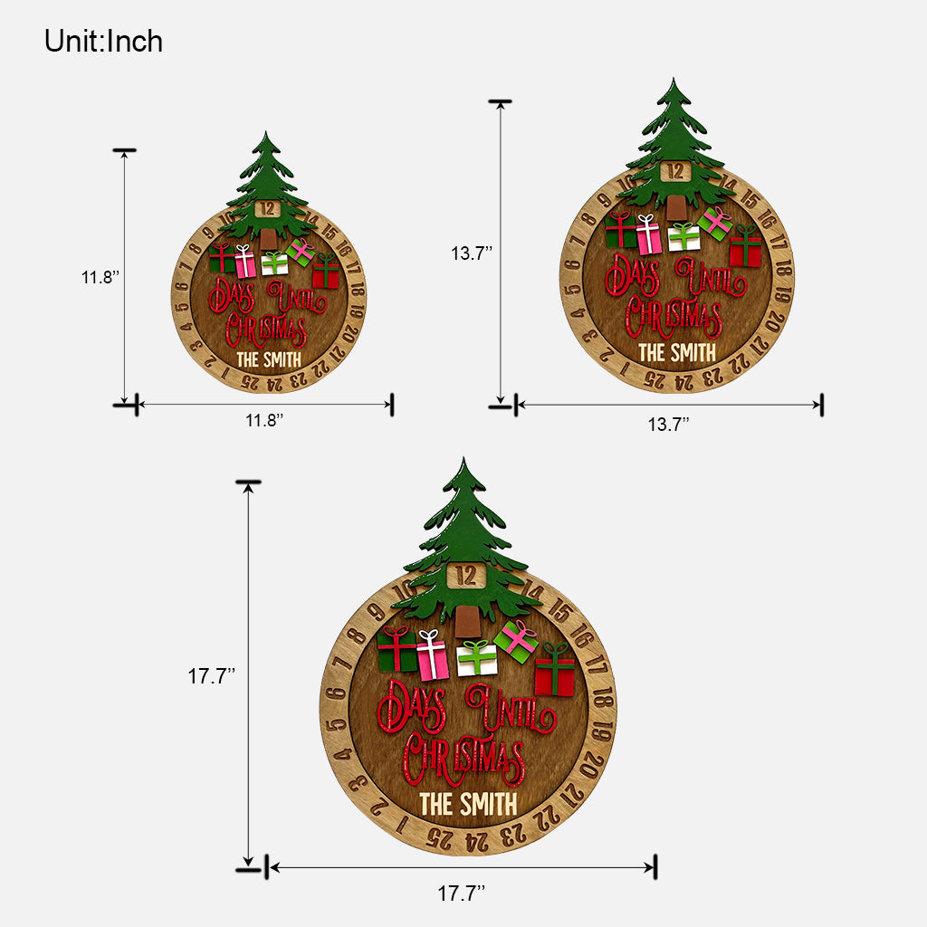 Days Until Christmas - Personalized Family Christmas Countdown Wood Sign 1