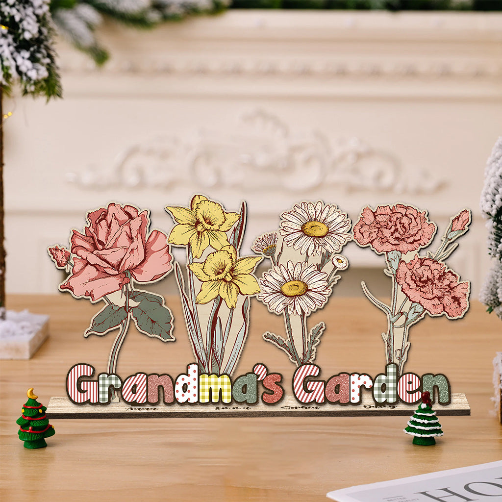 Grandma's Garden Birth Flowers - Gift for grandma - Personalized 1 Layered Big Freestanding