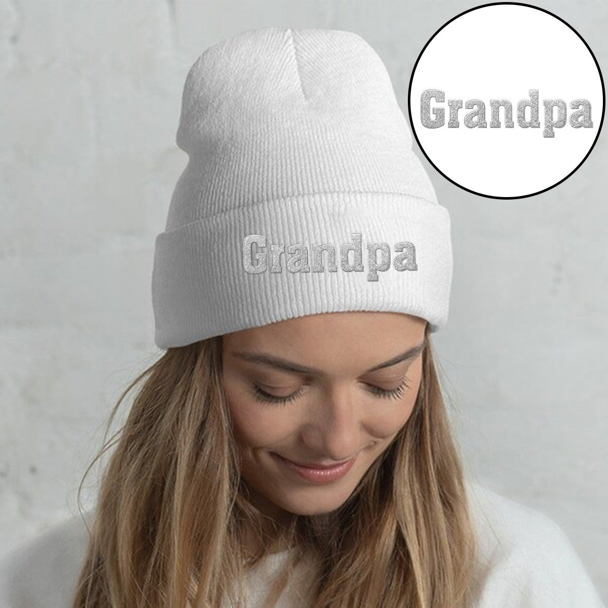 Custom Name - Personalized Grandpa Embroidered Beanie