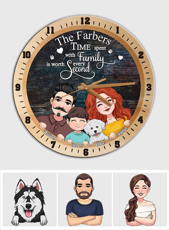 Time Spent With Family - Personalized Family Wall Clock