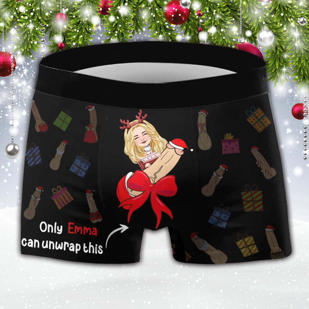 Unwrap This - Personalized Couple Men Boxer Briefs