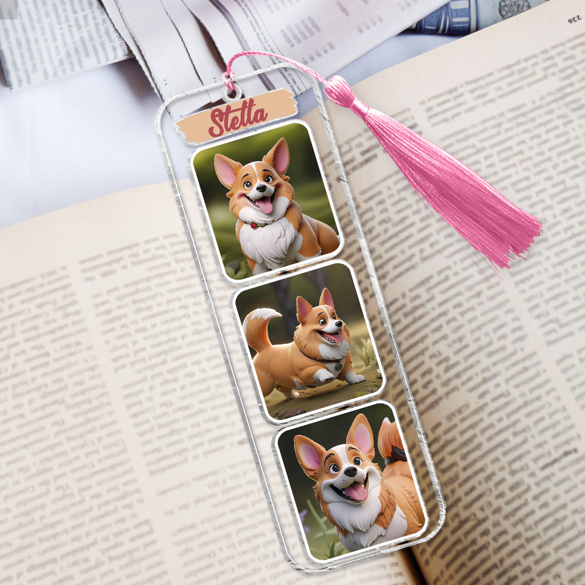 Cartoonize Pet Portrait Photo Collages - Gift for dog lovers, cat lover - Personalized Bookmark (Printed On Both Sides)