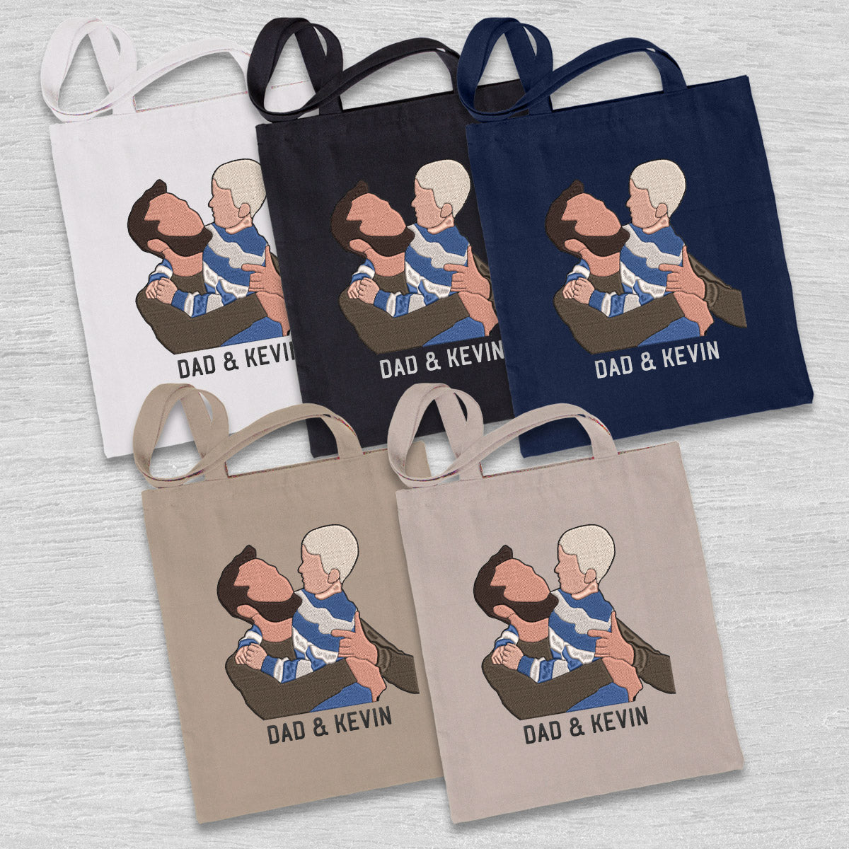 Custom 2D Photo - Personalized Father Embroidered Tote Bag