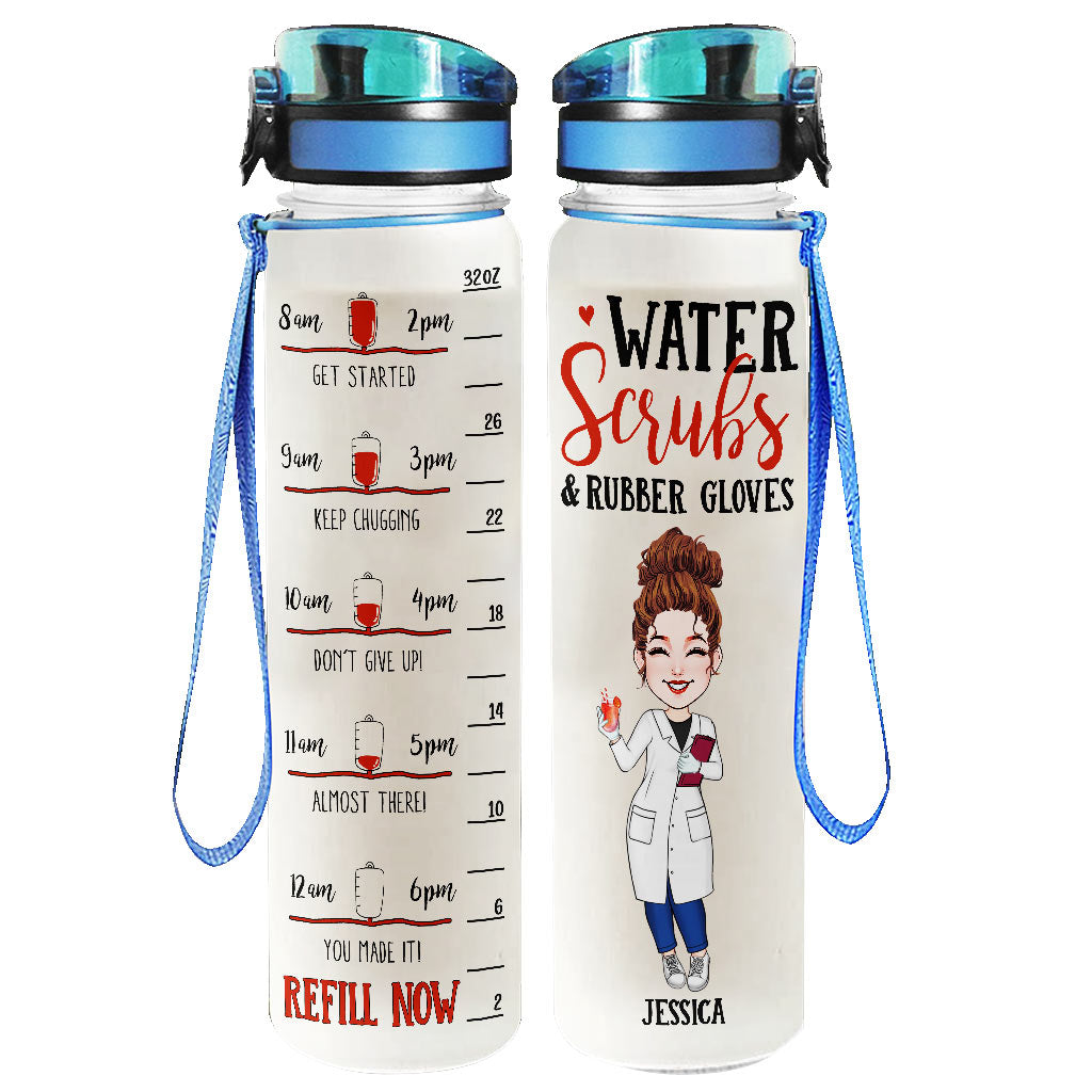 Personalized Nurse Water Scrubs Rubber Gloves Motivational Bottle - Jolly  Family Gifts