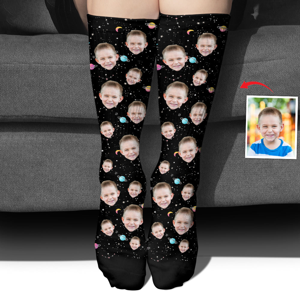 Custom Face Galaxy - Personalized Kid Socks