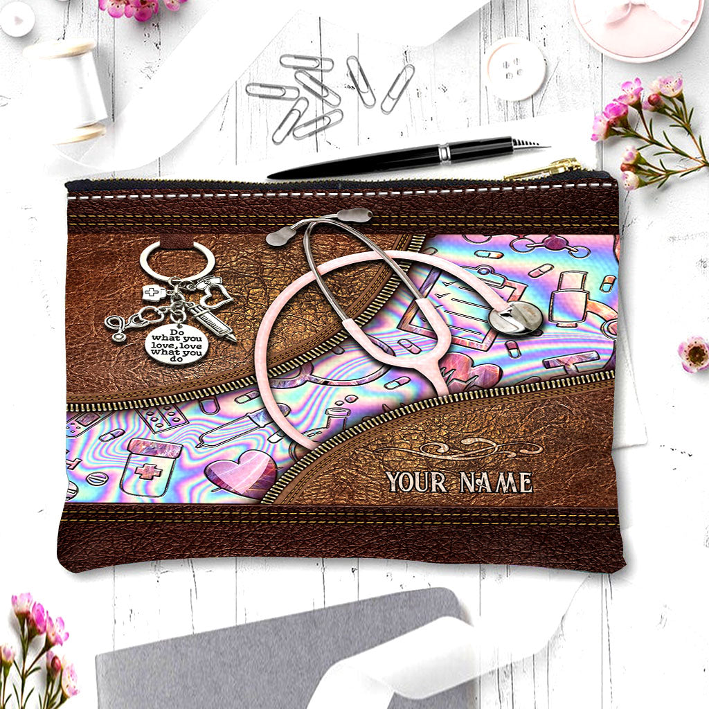 Discover Pink Stethoscope - Personalized Nurse Makeup Bag