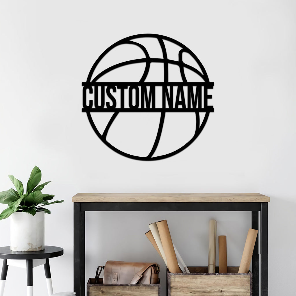 Love Basketball - Personalized Basketball Cut Metal Sign