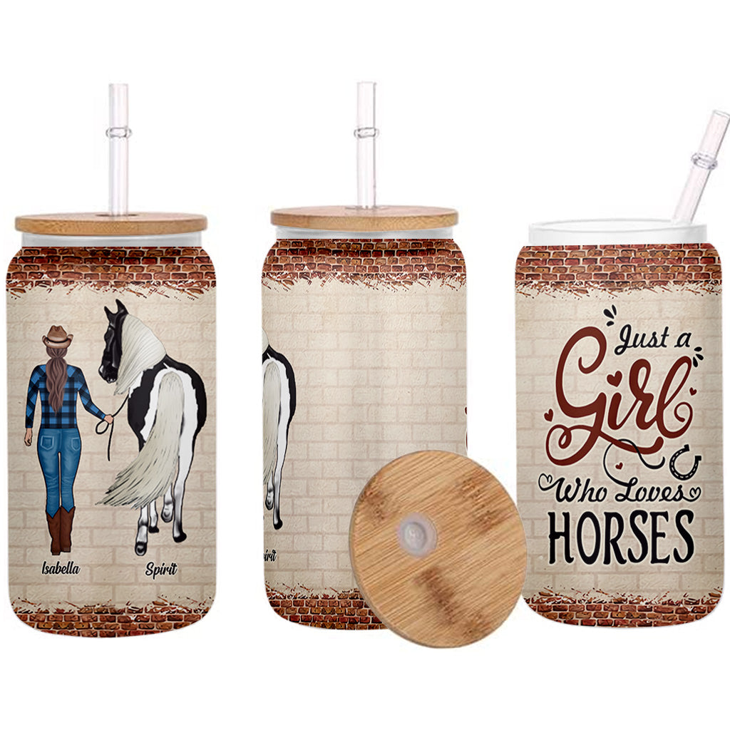 Just A Girl Who Loves Horses - Personalized Horse Can Glass