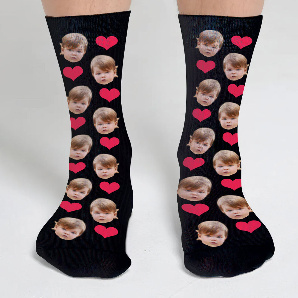 Custom Face Heart Pattern - Personalized granddaughter Socks