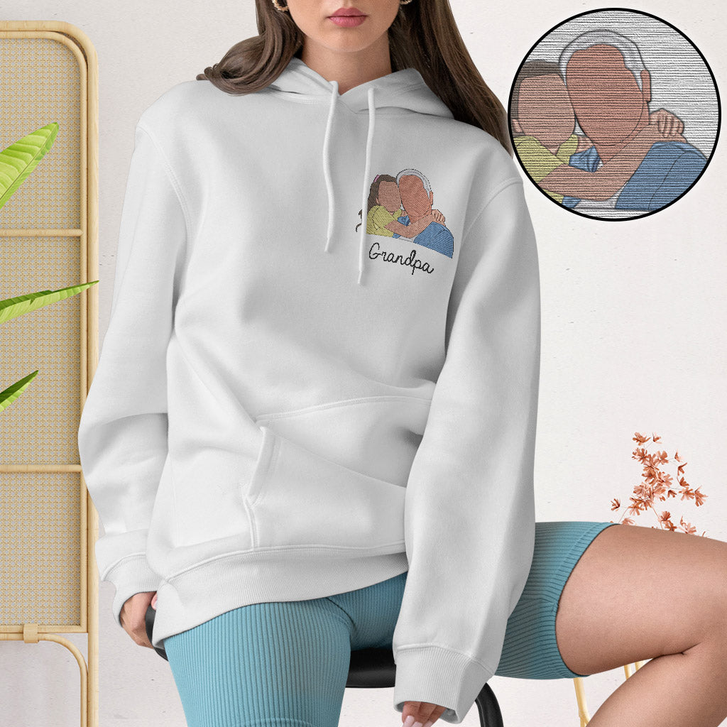 Custom 2D Photo - Personalized Grandpa Embroidered Hoodie