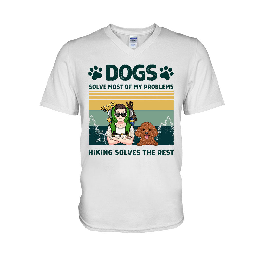 Dogs And Hiking Solve My Problems - Personalized Hiking T-shirt & Hoodie