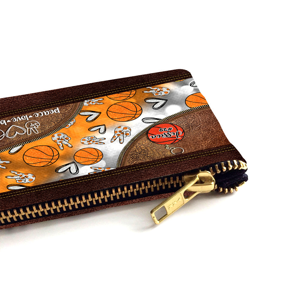 Peace Love Basketball - Personalized Basketball Pouch