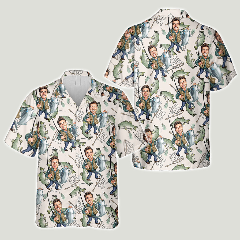 Photo Inserted Funny Fishing - Personalized Fishing Hawaiian Shirt
