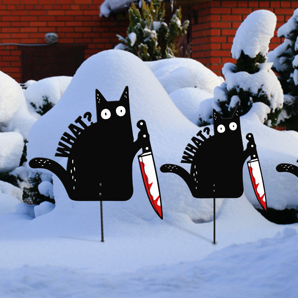 What? - Black Cat Metal Garden Art