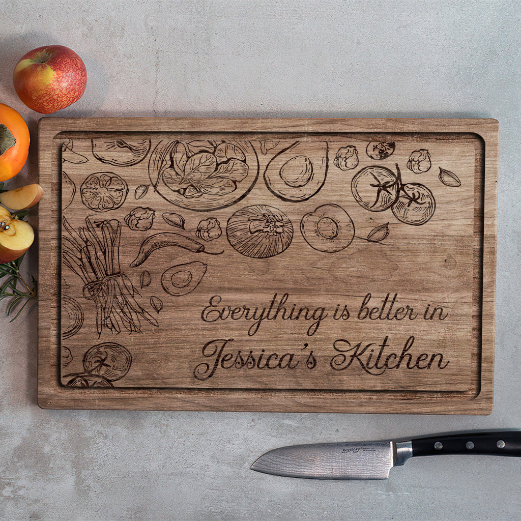 Everything Is Better In This Kitchen - Personalized Cooking Cutting Board