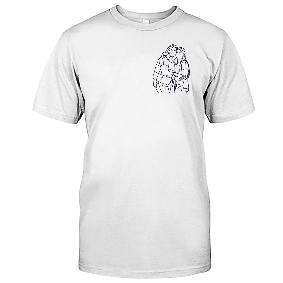 Custom Line Art - Personalized Bestie Embroidered T-shirt