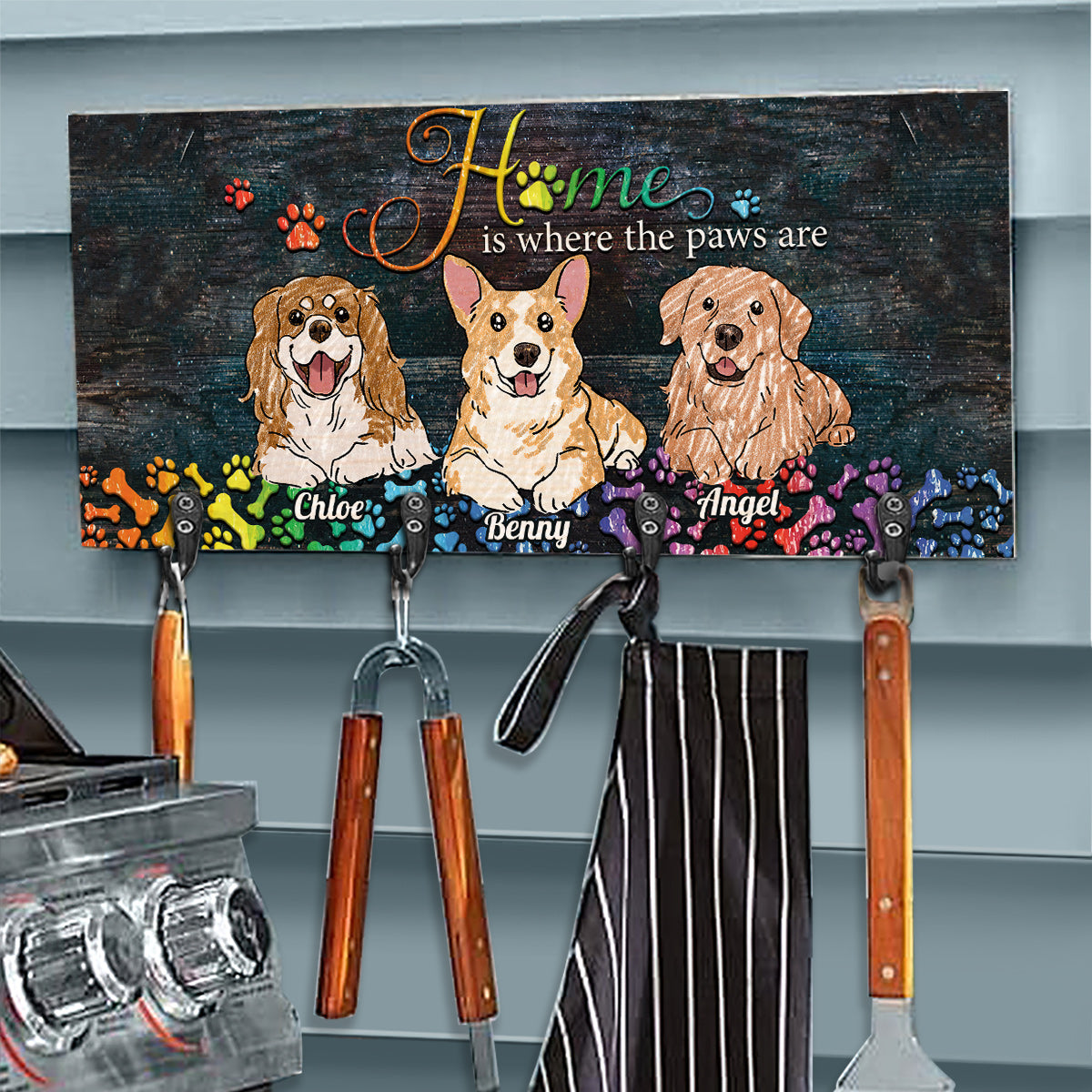 Home Is Where The Paws Are - Personalized Dog Key Rack