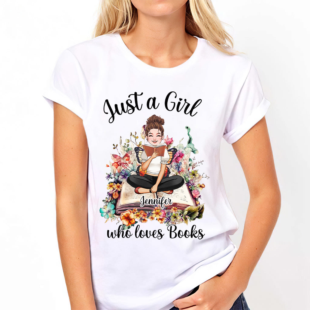 Just A Girl Who Loves Books - Personalized Book T-shirt